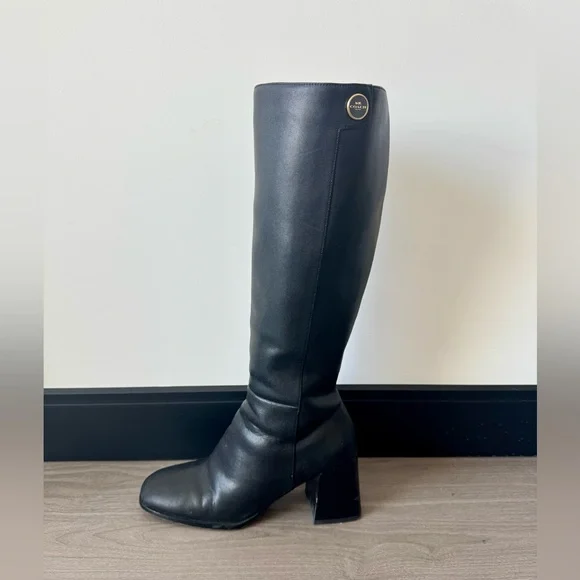 Coach Black Knee-High Block Heel Leather Boots 🖤 - Picture 7 of 16